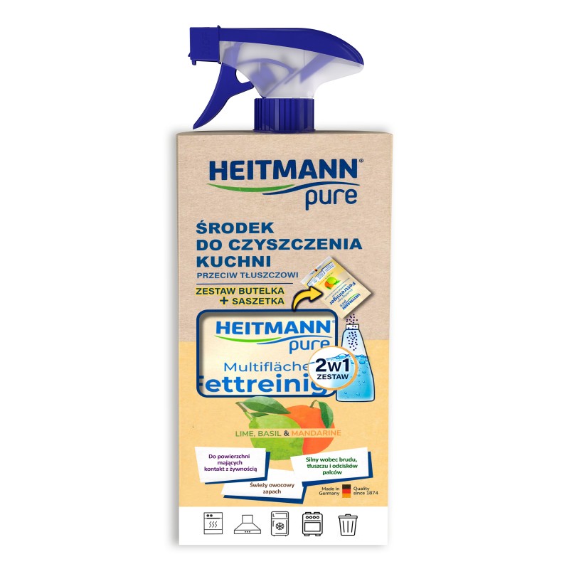 HEITMANN pure Środek do czyszczenia kuchni - Zestaw Butelka + saszetka 25g